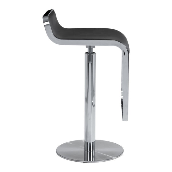 HomeRoots Black Adjustable Height Swivel Bar Chair - Stylish Faux Leather & Steel Design for Modern Comfort 572081