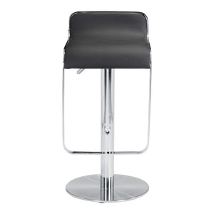 HomeRoots Black Adjustable Height Swivel Bar Chair - Stylish Faux Leather & Steel Design for Modern Comfort 572081