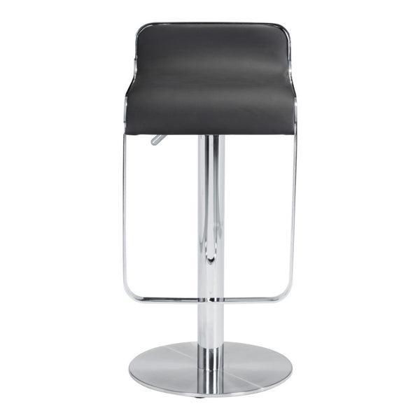 HomeRoots Black Adjustable Height Swivel Bar Chair - Stylish Faux Leather & Steel Design for Modern Comfort 572081