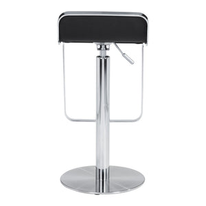 HomeRoots Black Adjustable Height Swivel Bar Chair - Stylish Faux Leather & Steel Design for Modern Comfort 572081