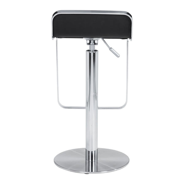 HomeRoots Black Adjustable Height Swivel Bar Chair - Stylish Faux Leather & Steel Design for Modern Comfort 572081