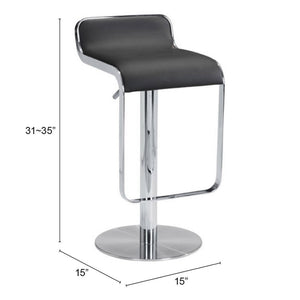 HomeRoots Black Adjustable Height Swivel Bar Chair - Stylish Faux Leather & Steel Design for Modern Comfort 572081