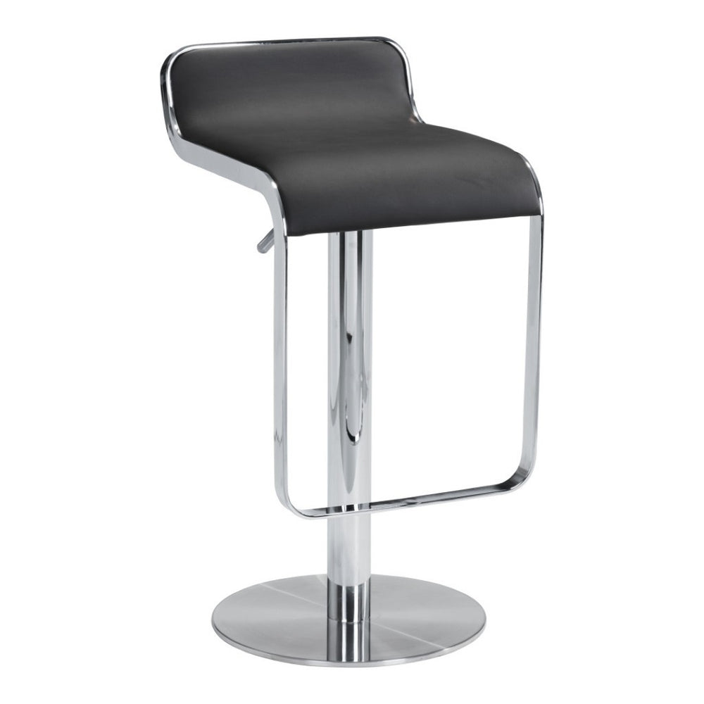 HomeRoots Black Adjustable Height Swivel Bar Chair - Stylish Faux Leather & Steel Design for Modern Comfort 572081