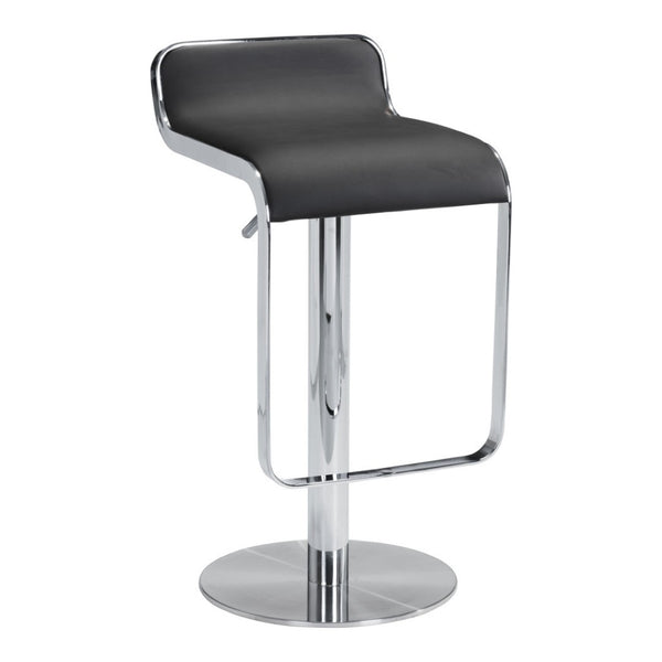 HomeRoots Black Adjustable Height Swivel Bar Chair - Stylish Faux Leather & Steel Design for Modern Comfort 572081