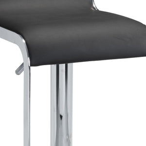 HomeRoots Black Adjustable Height Swivel Bar Chair - Stylish Faux Leather & Steel Design for Modern Comfort 572081