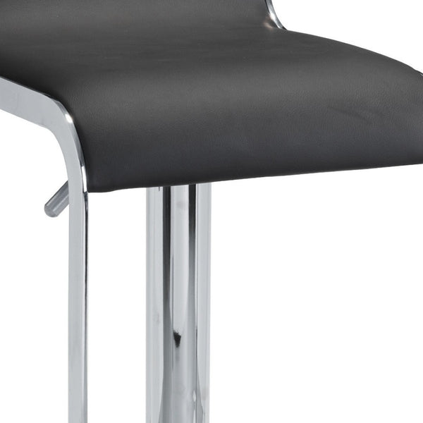 HomeRoots Black Adjustable Height Swivel Bar Chair - Stylish Faux Leather & Steel Design for Modern Comfort 572081