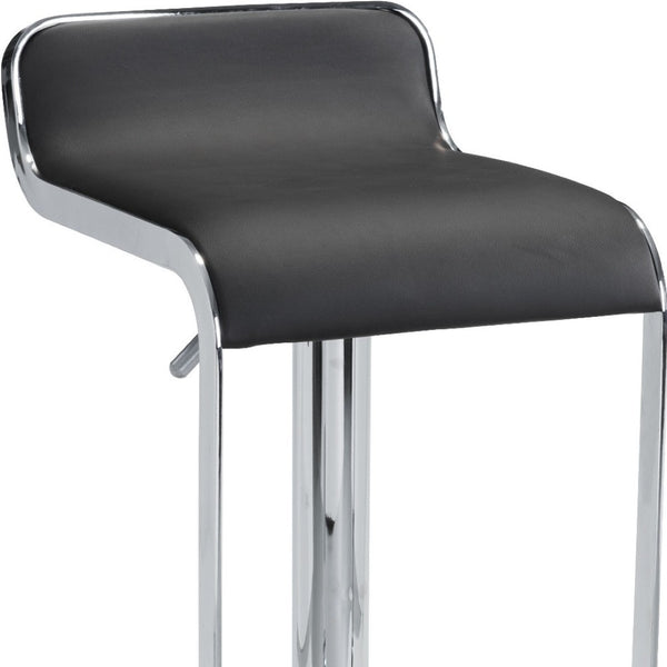 HomeRoots Black Adjustable Height Swivel Bar Chair - Stylish Faux Leather & Steel Design for Modern Comfort 572081