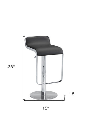 HomeRoots Black Adjustable Height Swivel Bar Chair - Stylish Faux Leather & Steel Design for Modern Comfort 572081
