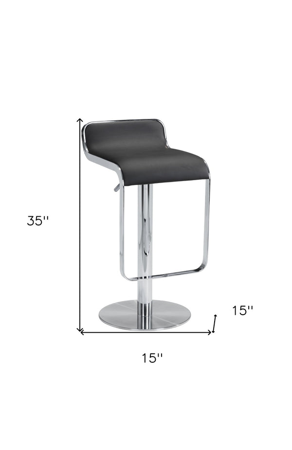 HomeRoots Black Adjustable Height Swivel Bar Chair - Stylish Faux Leather & Steel Design for Modern Comfort 572081