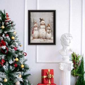 Homeroots Snowman Trio Black Framed Wall Art - Festive Acrylic Painting For A Stylish Holiday Home Decor  Wood,Paper 572082