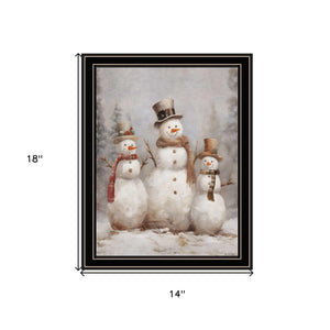 Homeroots Snowman Trio Black Framed Wall Art - Festive Acrylic Painting For A Stylish Holiday Home Decor  Wood,Paper 572082
