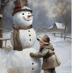Homeroots Boy Building A Snowman - Charming White Framed Wall Art For Festive Holiday Home Decor 18"X14"  Wood,Paper 572085