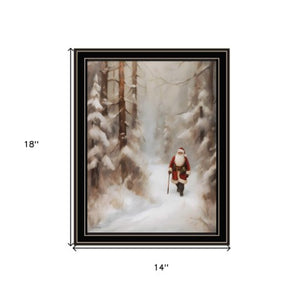 Homeroots Santa's Winter Stroll Black Framed Wall Art - Stylish Acrylic Holiday Decor For Trendy Home Spaces  Wood,Paper 572086