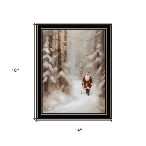 Homeroots Santa's Winter Stroll Black Framed Wall Art - Stylish Acrylic Holiday Decor For Trendy Home Spaces  Wood,Paper 572086