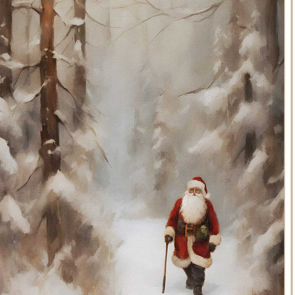 Homeroots Santa's Winter Stroll Framed Wall Art - Festive Christmas Decor For Stylish Home Interior Design  Wood,Paper 572087