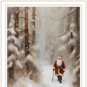 Homeroots Santa's Winter Stroll Framed Wall Art - Festive Christmas Decor For Stylish Home Interior Design  Wood,Paper 572087