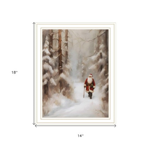 Homeroots Santa's Winter Stroll Framed Wall Art - Festive Christmas Decor For Stylish Home Interior Design  Wood,Paper 572087