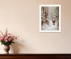Homeroots Santa's Winter Stroll Framed Wall Art - Festive Christmas Decor For Stylish Home Interior Design  Wood,Paper 572087