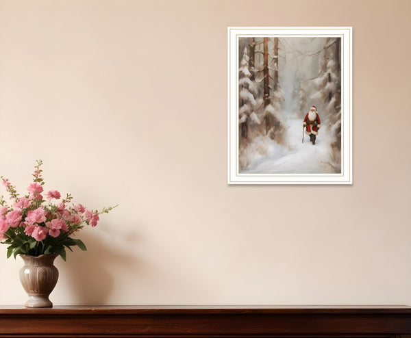 Homeroots Santa's Winter Stroll Framed Wall Art - Festive Christmas Decor For Stylish Home Interior Design  Wood,Paper 572087