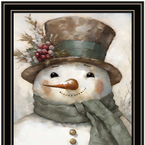 Homeroots Old World Frosty The Snowman Black Framed Wall Art – Festive Holiday Decor For Stylish Homes  Wood,Paper 572088