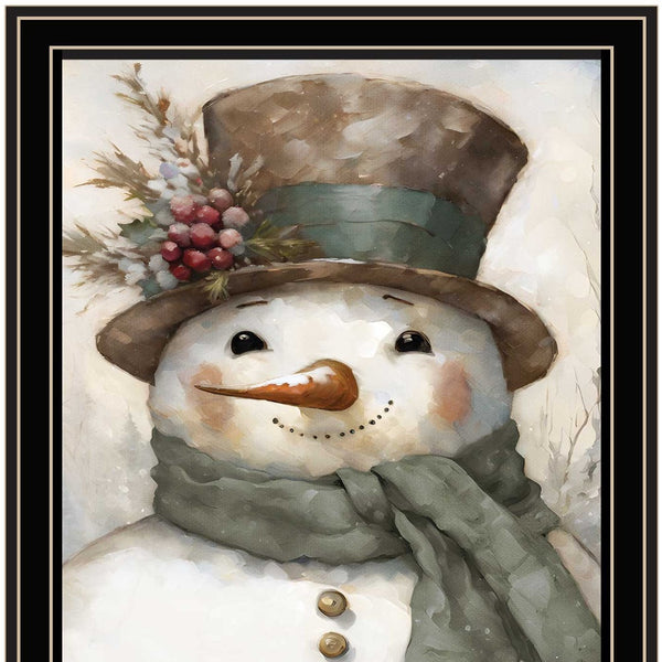 Homeroots Old World Frosty The Snowman Black Framed Wall Art – Festive Holiday Decor For Stylish Homes  Wood,Paper 572088