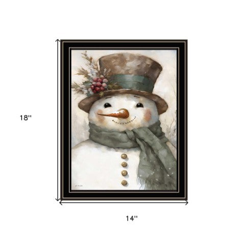 Homeroots Old World Frosty The Snowman Black Framed Wall Art – Festive Holiday Decor For Stylish Homes  Wood,Paper 572088