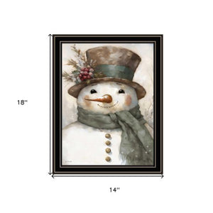 Homeroots Old World Frosty The Snowman Black Framed Wall Art – Festive Holiday Decor For Stylish Homes  Wood,Paper 572088
