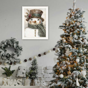 Homeroots Old World Frosty The Snowman Framed Wall Art – Festive Acrylic Decor For Holiday Home Styling  Wood,Paper 572089