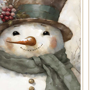 Homeroots Old World Frosty The Snowman Framed Wall Art – Festive Acrylic Decor For Holiday Home Styling  Wood,Paper 572089