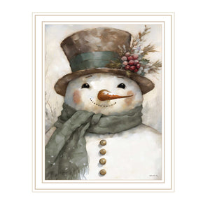 Homeroots Old World Frosty The Snowman Framed Wall Art – Festive Acrylic Decor For Holiday Home Styling  Wood,Paper 572089