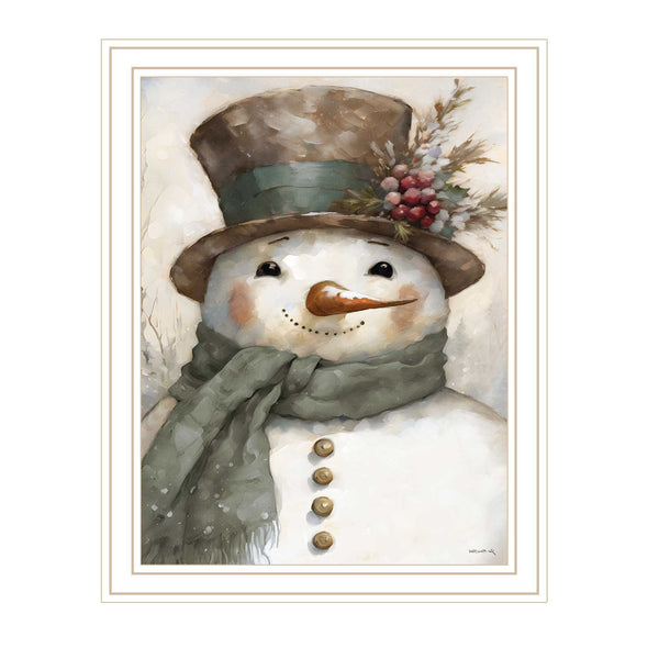 Homeroots Old World Frosty The Snowman Framed Wall Art – Festive Acrylic Decor For Holiday Home Styling  Wood,Paper 572089