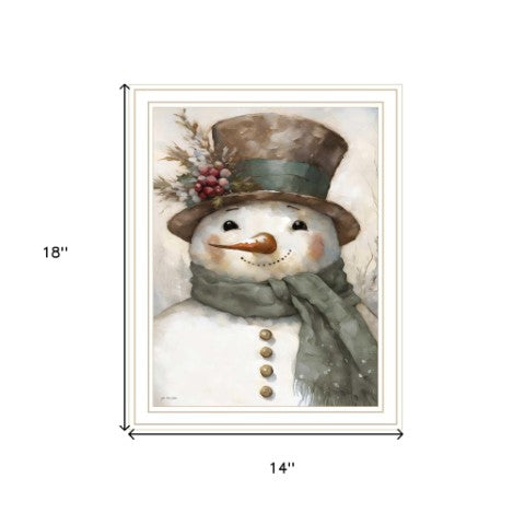 Homeroots Old World Frosty The Snowman Framed Wall Art – Festive Acrylic Decor For Holiday Home Styling  Wood,Paper 572089