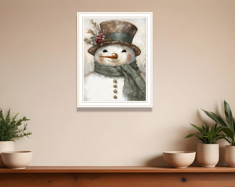Homeroots Old World Frosty The Snowman Framed Wall Art – Festive Acrylic Decor For Holiday Home Styling  Wood,Paper 572089