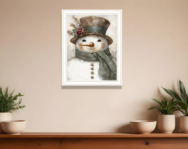 Homeroots Old World Frosty The Snowman Framed Wall Art – Festive Acrylic Decor For Holiday Home Styling  Wood,Paper 572089