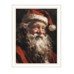 Homeroots Old World Santa Claus Festive White Framed Wall Art - Vibrant Acrylic Christmas Decor For Your Home  Wood,Paper 572090