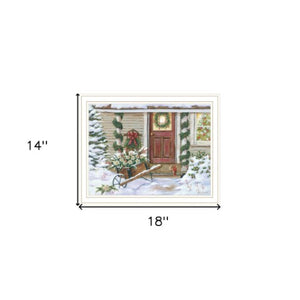 Homeroots Decorated Holiday Porch Wall Art - Chic White Framed Acrylic Decor For Festive Home Style!  Wood,Paper 572092