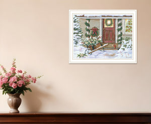 Homeroots Decorated Holiday Porch Wall Art - Chic White Framed Acrylic Decor For Festive Home Style!  Wood,Paper 572092