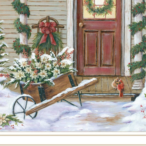 Homeroots Decorated Holiday Porch Wall Art - Chic White Framed Acrylic Decor For Festive Home Style!  Wood,Paper 572092