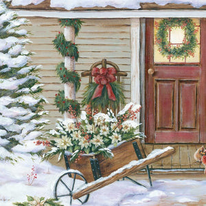 Homeroots Decorated Holiday Porch Wall Art - Chic White Framed Acrylic Decor For Festive Home Style!  Wood,Paper 572092