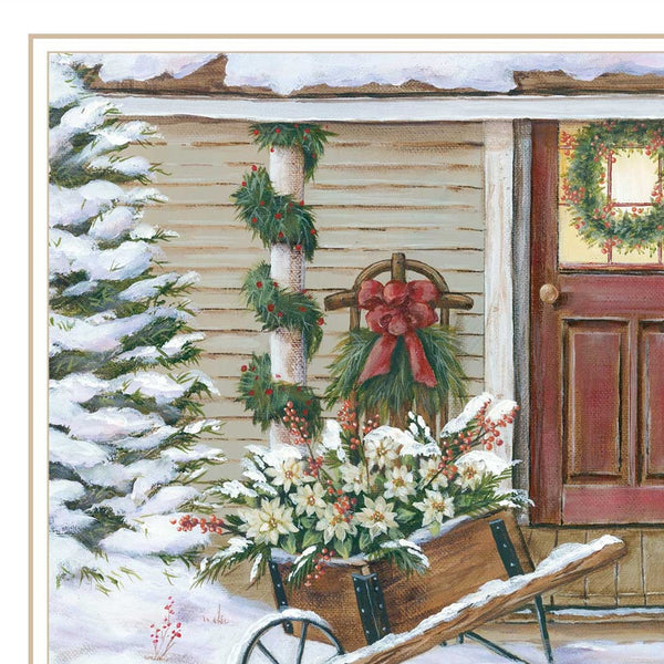Homeroots Decorated Holiday Porch Wall Art - Chic White Framed Acrylic Decor For Festive Home Style!  Wood,Paper 572092