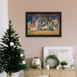 Homeroots The Birth Of Christ Black Framed Wall Art - Celebrate Christmas With Stunning Decorative Elegance  Wood,Paper 572093