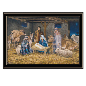 Homeroots The Birth Of Christ Black Framed Wall Art - Celebrate Christmas With Stunning Decorative Elegance  Wood,Paper 572093