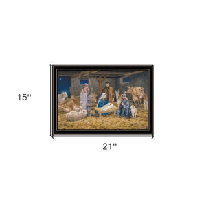 Homeroots The Birth Of Christ Black Framed Wall Art - Celebrate Christmas With Stunning Decorative Elegance  Wood,Paper 572093