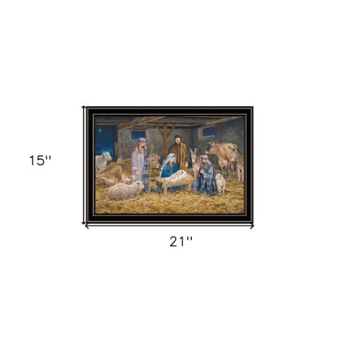 Homeroots The Birth Of Christ Black Framed Wall Art - Celebrate Christmas With Stunning Decorative Elegance  Wood,Paper 572093