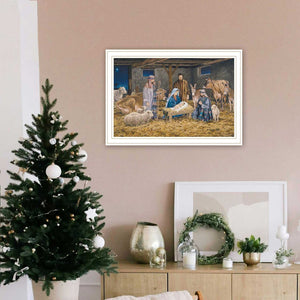 Homeroots The Birth Of Christ Elegant White Framed Wall Art - Celebrate Christmas With Stylish Decor!  Wood,Paper 572094