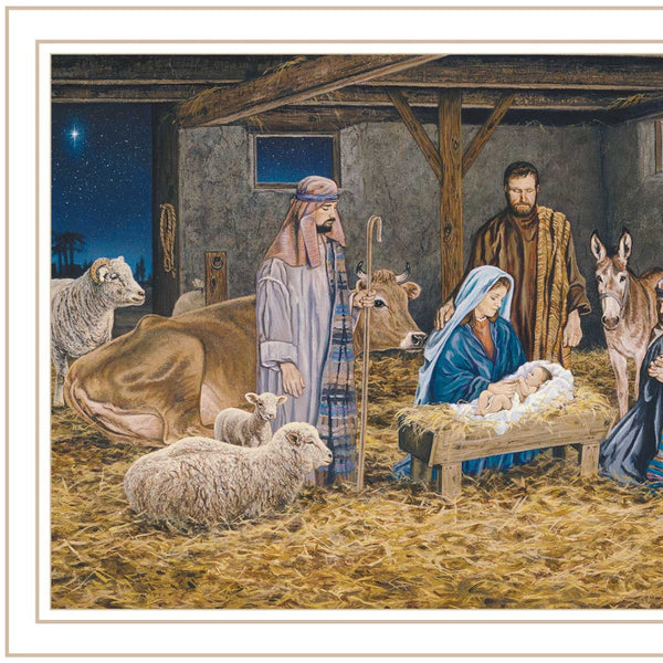 Homeroots The Birth Of Christ Elegant White Framed Wall Art - Celebrate Christmas With Stylish Decor!  Wood,Paper 572094