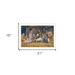 Homeroots The Birth Of Christ Elegant White Framed Wall Art - Celebrate Christmas With Stylish Decor!  Wood,Paper 572094