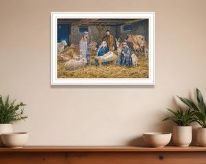 Homeroots The Birth Of Christ Elegant White Framed Wall Art - Celebrate Christmas With Stylish Decor!  Wood,Paper 572094