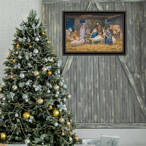 Homeroots The Birth Of Christ Black Framed Wall Art - Celebrate Christmas With Stunning Decorative Elegance  Wood,Paper 572095