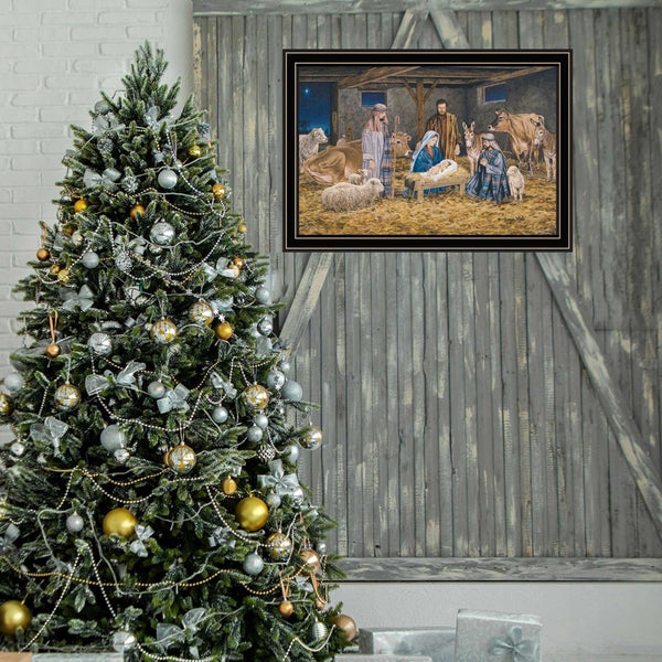 Homeroots The Birth Of Christ Black Framed Wall Art - Celebrate Christmas With Stunning Decorative Elegance  Wood,Paper 572095